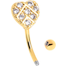 Load image into Gallery viewer, 16G 5/16 Clear Gem Gold Tone Lattice Heart Curved Eyebrow Ring
