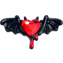 Load image into Gallery viewer, 16G 1/4 Red Gem Black Bleeding Heart Bat Cartilage Tragus Earring
