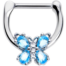 Load image into Gallery viewer, 16G 5/16 Blue Gem Baroque Beauty Butterfly Cartilage Clicker
