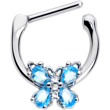 Load image into Gallery viewer, 16G 5/16 Blue Gem Baroque Beauty Butterfly Cartilage Clicker
