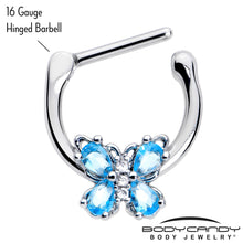 Load image into Gallery viewer, 16G 5/16 Blue Gem Baroque Beauty Butterfly Cartilage Clicker
