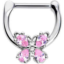 Load image into Gallery viewer, 16G 5/16 Pink Gem Baroque Beauty Butterfly Cartilage Clicker
