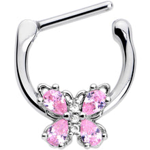 Load image into Gallery viewer, 16G 5/16 Pink Gem Baroque Beauty Butterfly Cartilage Clicker
