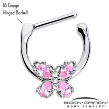 Load image into Gallery viewer, 16G 5/16 Pink Gem Baroque Beauty Butterfly Cartilage Clicker
