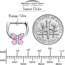 Load image into Gallery viewer, 16G 5/16 Pink Gem Baroque Beauty Butterfly Cartilage Clicker
