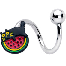 Load image into Gallery viewer, Watermelon Cat Love Spiral Twister Belly Ring
