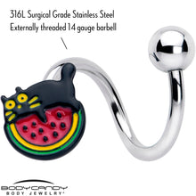 Load image into Gallery viewer, Watermelon Cat Love Spiral Twister Belly Ring
