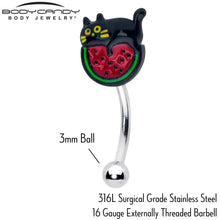 将图片加载到图库查看器，16G 5/16 Watermelon Cat Love Curved Eyebrow Ring
