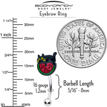 将图片加载到图库查看器，16G 5/16 Watermelon Cat Love Curved Eyebrow Ring
