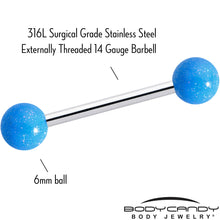 Load image into Gallery viewer, Pastel Shimmer Blue Ends Barbell Tongue Ring
