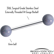 Load image into Gallery viewer, Pastel Shimmer Grey Ends Barbell Tongue Ring
