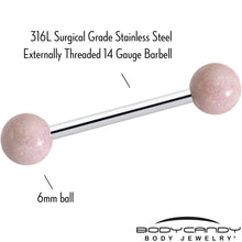 将图片加载到图库查看器，Pastel Shimmer Peach Ends Barbell Tongue Ring
