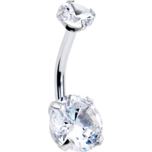 将图片加载到图库查看器，Clear Gem April Birthstone Double Mount Belly Ring
