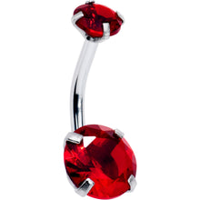 将图片加载到图库查看器，Deep Red Gem July Birthstone Double Mount Belly Ring
