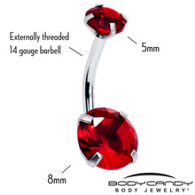 将图片加载到图库查看器，Deep Red Gem July Birthstone Double Mount Belly Ring
