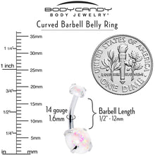 Load image into Gallery viewer, White Faux Opal October Birthstone Double Mount Belly Ring
