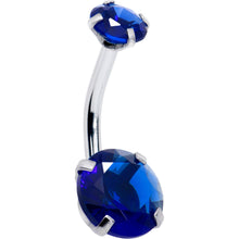 Load image into Gallery viewer, Dark Blue Gem September Birthstone Double Mount Belly Ring
