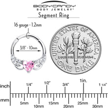 Load image into Gallery viewer, 16G 3/8 Pink Clear CZ Gem Flying Heart Hinged Segment Ring
