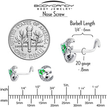 Load image into Gallery viewer, 20G 7mm Clear CZ Gem Rabbit On The Moon Green Left Side Nose Screw

