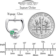 Load image into Gallery viewer, 16G 5/16 Clear CZ Gem Rabbit On The Moon Green Cartilage Clicker
