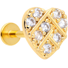 Load image into Gallery viewer, 16G 5/16 Clear Gem Gold Hue Lattice Heart Internally Threaded Labret
