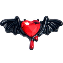 Load image into Gallery viewer, 20G 7mm Red Gem Black Bleeding Heart Bat Left Side Nose Screw
