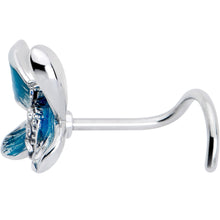 Load image into Gallery viewer, 20G 7mm Clear Gem Chunky Butterfly Blue Left Side Nose Screw
