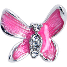 Load image into Gallery viewer, 16G 5/16 Clear Gem Chunky Butterfly Pink Labret Monroe Tragus
