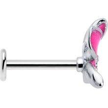 Load image into Gallery viewer, 16G 5/16 Clear Gem Chunky Butterfly Pink Labret Monroe Tragus
