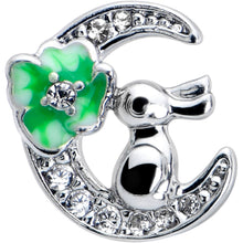将图片加载到图库查看器，16G 5/16 Clear CZ Gem Rabbit on Moon Green Internally Threaded Labret
