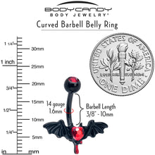 将图片加载到图库查看器，Red Gem Black Bleeding Heart Bat Belly Ring

