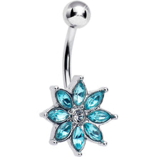 Load image into Gallery viewer, Blue Gem Flower Elegance Bloom Belly Ring

