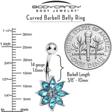 Load image into Gallery viewer, Blue Gem Flower Elegance Bloom Belly Ring
