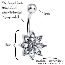 将图片加载到图库查看器，Clear Gem Flower Elegance Bloom Belly Ring
