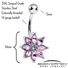将图片加载到图库查看器，Pink Gem Flower Elegance Bloom Belly Ring
