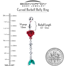 将图片加载到图库查看器，Green Clear Gem Rose Red Chain Dangle Belly Ring
