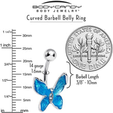 将图片加载到图库查看器，Clear Gem Chunky Butterfly Blue Belly Ring
