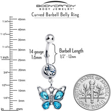 Load image into Gallery viewer, Blue Gem Butterfly Beauty Bling Dangle Belly Ring
