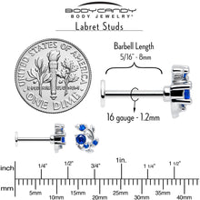将图片加载到图库查看器，16G 5/16 Blue Gem Twining Vine Flatback Stud
