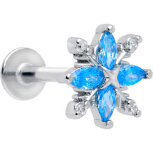 Load image into Gallery viewer, 16G 5/16 Blue CZ Gem Classic Flower Flatback Stud
