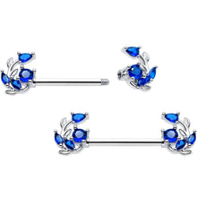 Load image into Gallery viewer, 14G 9/16 Blue Gem Twining Vine Barbell Nipple Ring Set
