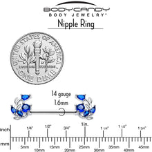 Load image into Gallery viewer, 14G 9/16 Blue Gem Twining Vine Barbell Nipple Ring Set
