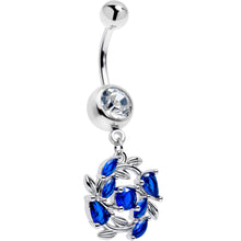 将图片加载到图库查看器，Clear Blue Gem Twining Vine Dangle Belly Ring
