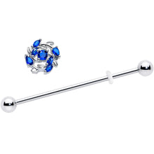 Load image into Gallery viewer, 14G Blue Gem Twining Vine Industrial Barbell 38mm

