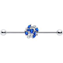Load image into Gallery viewer, 14G Blue Gem Twining Vine Industrial Barbell 38mm

