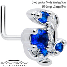 将图片加载到图库查看器，20G 7mm Blue Gem Twining Vine L Shape Nose Ring
