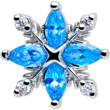 Load image into Gallery viewer, 20G 7mm Blue CZ Gem Classic Flower L Shape Nose Ring
