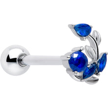 将图片加载到图库查看器，Blue Gem Twining Vine Barbell Tongue Ring
