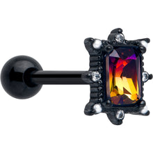 Load image into Gallery viewer, Red Tourmaline Black Star Fire Barbell Tongue Ring
