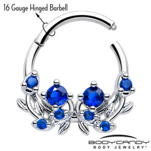 将图片加载到图库查看器，16G 3/8 Blue Gem Twining Vine Hinged Segment Ring
